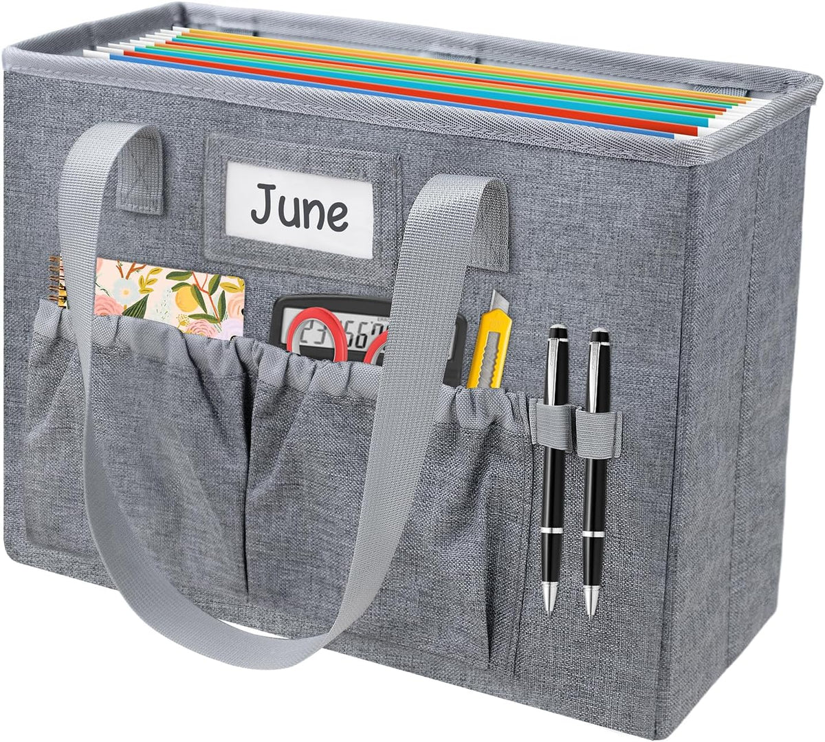 Desktop File Organizer Box,Collapsible Hanging Filing Box,Home Office Document Storage Organizer with Front Pocket and Handles, Letter Size Folder. (PURPLE)