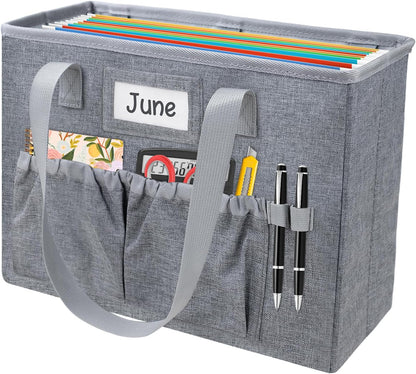 Desktop File Organizer Box,Collapsible Hanging Filing Box,Home Office Document Storage Organizer with Front Pocket and Handles, Letter Size Folder. (PURPLE)