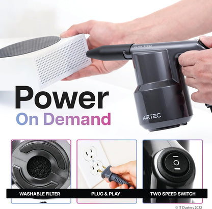 AirTec Ultra Electric Air Duster Blower for PC, Laptop, Console, Electronics and Home Cleaning, Environmental Alternative to Spray air can Duster Keyboard Cleaner (Type 3)