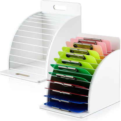 2 Pack Wooden Metal Clipboards Holder with Raised Side Panel,White