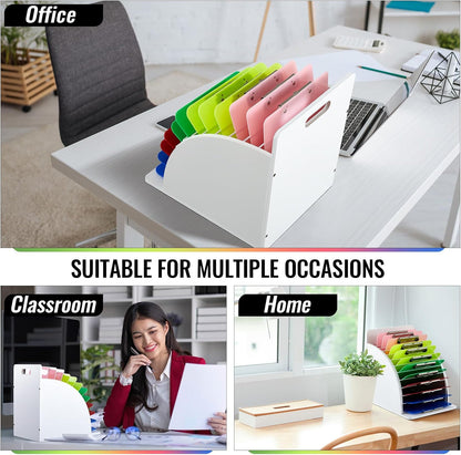 2 Pack Wooden Metal Clipboards Holder with Raised Side Panel,White