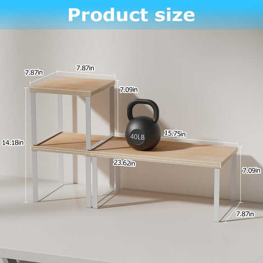 Aothia Desktop Shelf Organizer, 2-Tier Stackable Desk Shelves, Oak