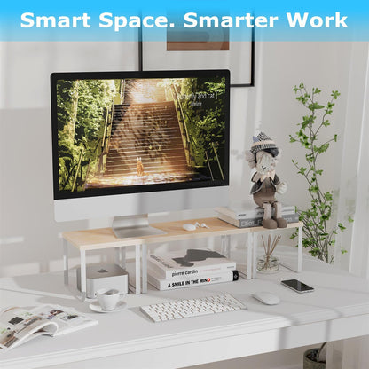 Aothia Desktop Shelf Organizer, 2-Tier Stackable Desk Shelves, Oak
