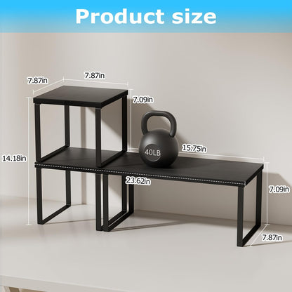 Aothia Desktop Shelf Organizer, 2-Tier Stackable Desk Shelves, Oak