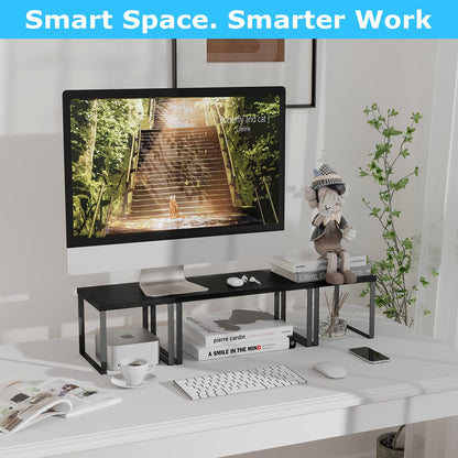 Aothia Desktop Shelf Organizer, 2-Tier Stackable Desk Shelves, Oak