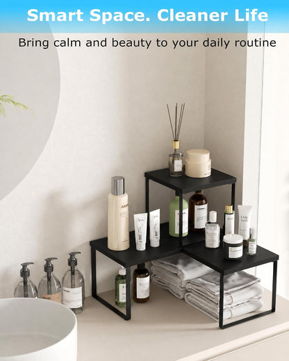 Aothia Desktop Shelf Organizer, 2-Tier Stackable Desk Shelves, Oak