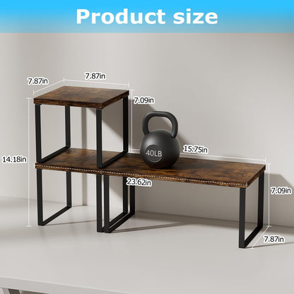 Aothia Desktop Shelf Organizer, 2-Tier Stackable Desk Shelves, Oak