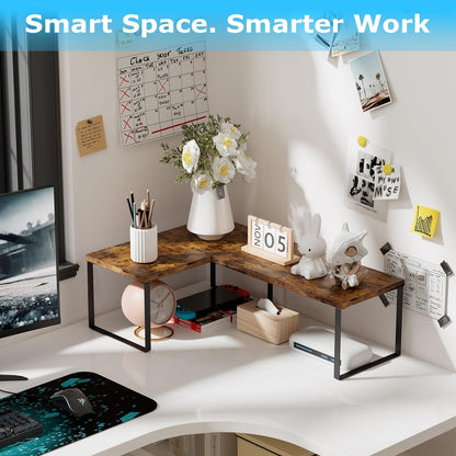 Aothia Desktop Shelf Organizer, 2-Tier Stackable Desk Shelves, Oak
