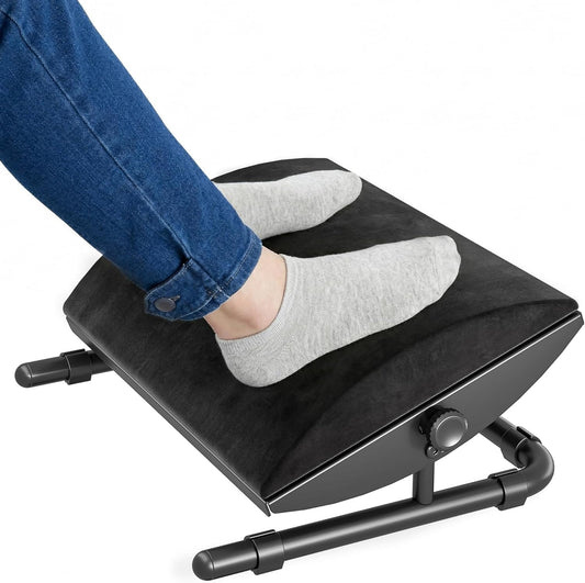 Foot Rest Under Desk with Memory Foam, Adjustable Tilt, Steel Base