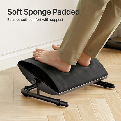 Foot Rest Under Desk with Memory Foam, Adjustable Tilt, Steel Base