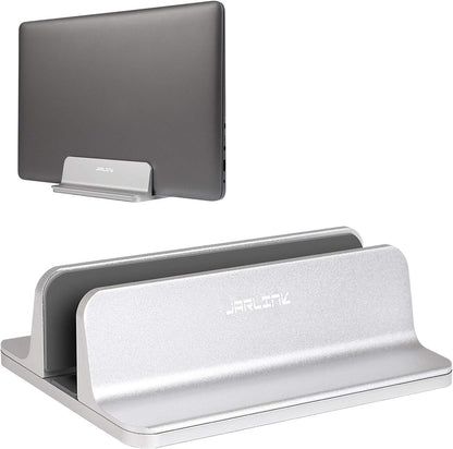 Vertical Laptop Stand, Adjustable Aluminum Desktop Holder, Silver