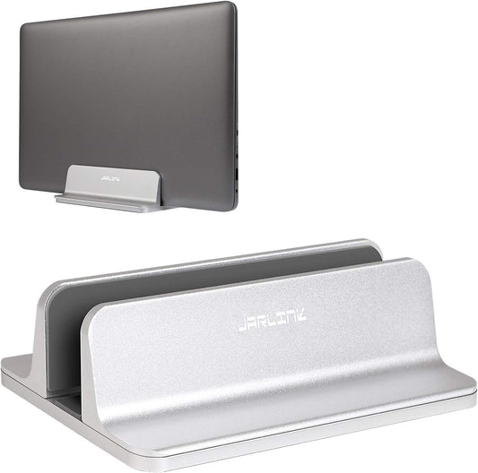 Vertical Laptop Stand, Adjustable Aluminum Desktop Holder, Silver