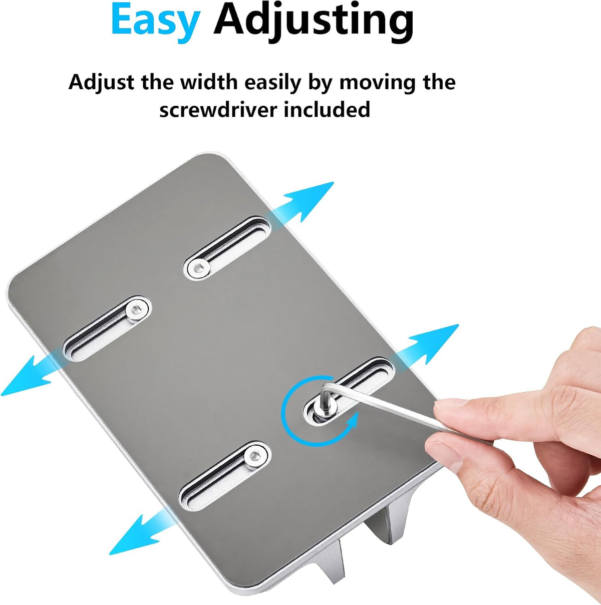 Vertical Laptop Stand, Adjustable Aluminum Desktop Holder, Silver