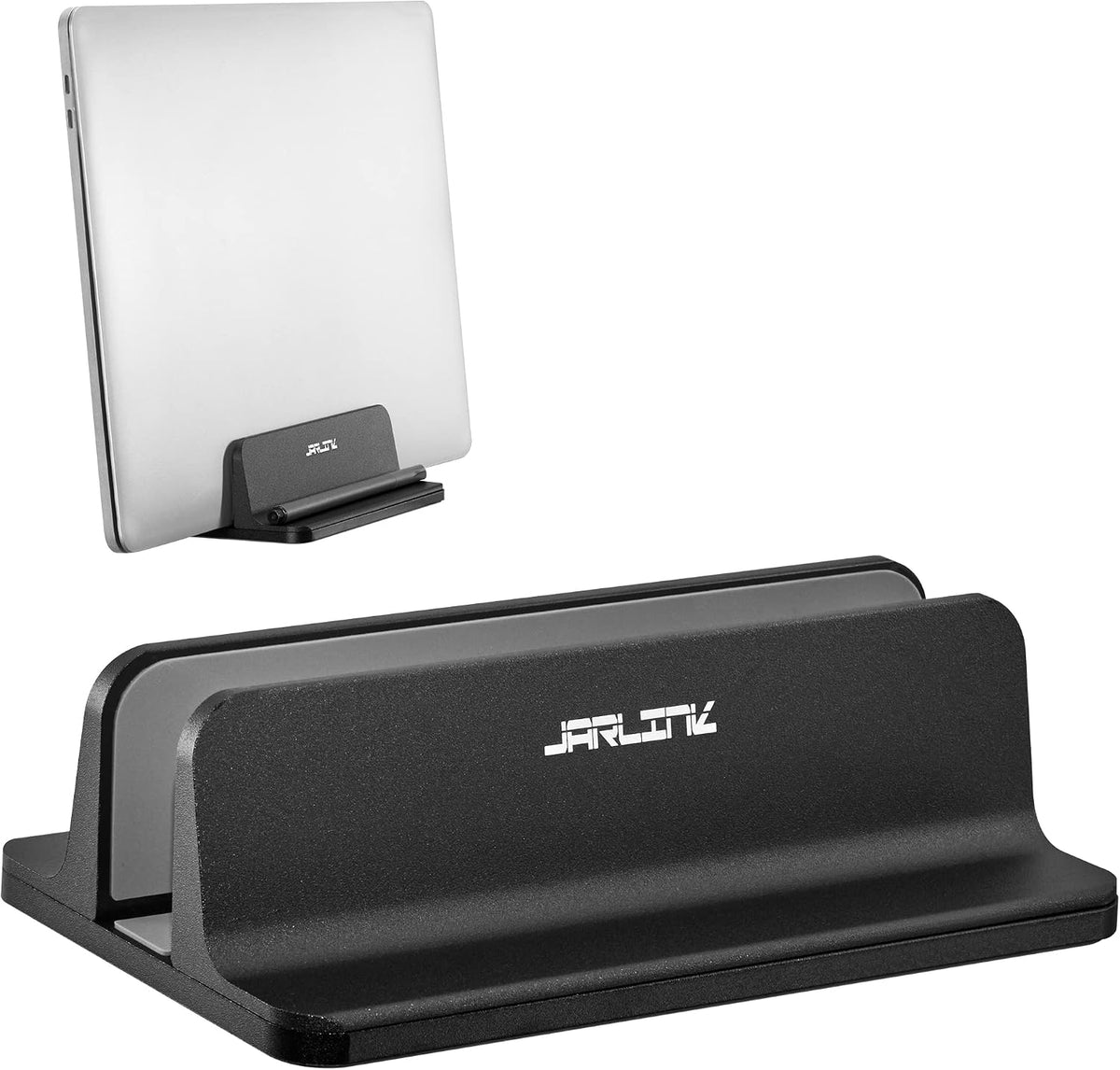 Vertical Laptop Stand, Adjustable Aluminum Desktop Holder, Silver