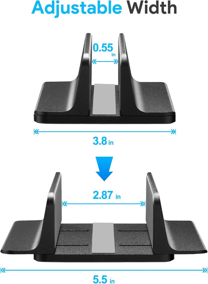 Vertical Laptop Stand, Adjustable Aluminum Desktop Holder, Silver