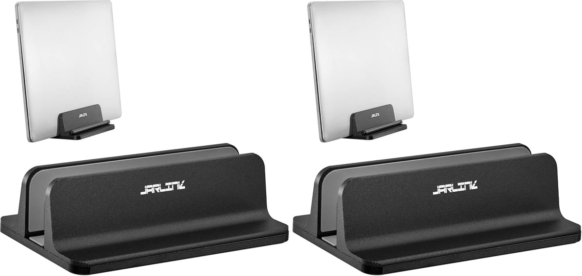 Vertical Laptop Stand, Adjustable Aluminum Desktop Holder, Silver