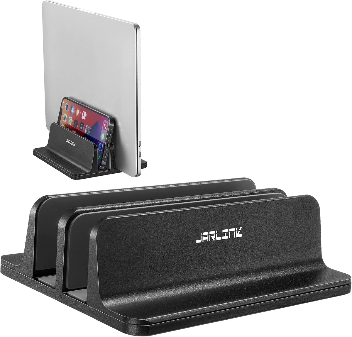 Vertical Laptop Stand, Adjustable Aluminum Desktop Holder, Silver