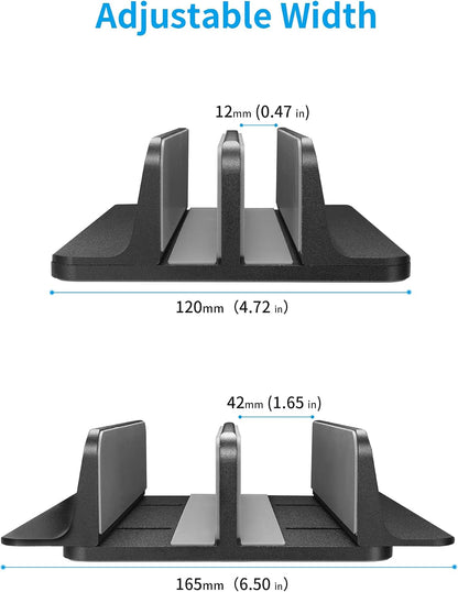 Vertical Laptop Stand, Adjustable Aluminum Desktop Holder, Silver