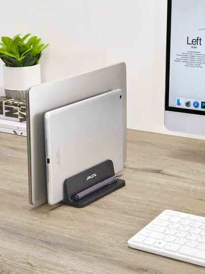 Vertical Laptop Stand, Adjustable Aluminum Desktop Holder, Silver