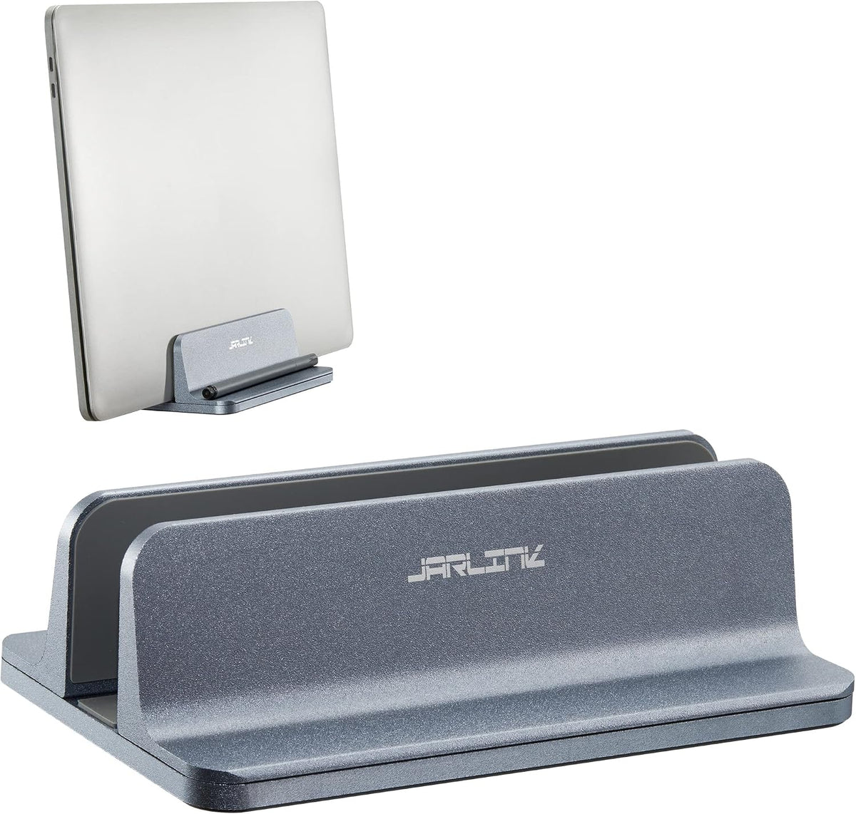 Vertical Laptop Stand, Adjustable Aluminum Desktop Holder, Silver