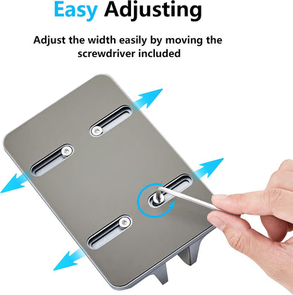 Vertical Laptop Stand, Adjustable Aluminum Desktop Holder, Silver