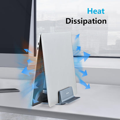 Vertical Laptop Stand, Adjustable Aluminum Desktop Holder, Silver