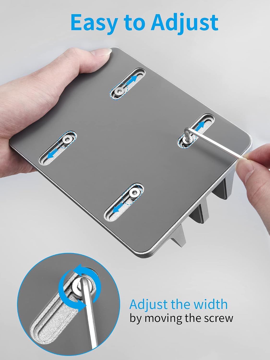 Vertical Laptop Stand, Adjustable Aluminum Desktop Holder, Silver