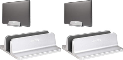 Vertical Laptop Stand, Adjustable Aluminum Desktop Holder, Silver