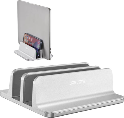Vertical Laptop Stand, Adjustable Aluminum Desktop Holder, Silver