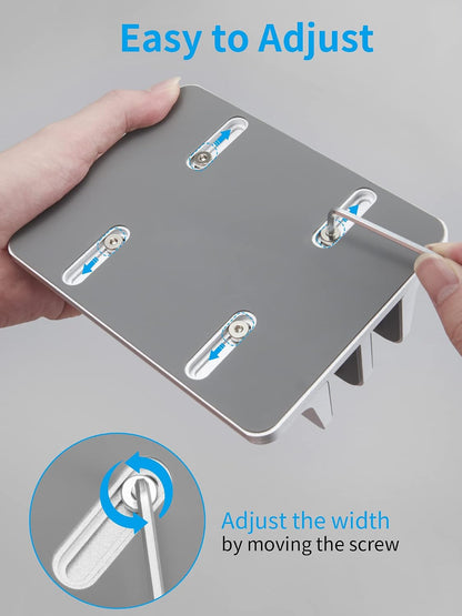 Vertical Laptop Stand, Adjustable Aluminum Desktop Holder, Silver