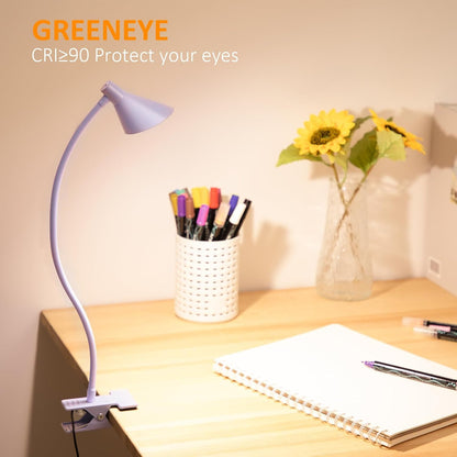 Clip on Light USB Reading Light Desk Lamp 3 Color Modes Black