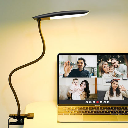 Clip on Light USB Reading Light Desk Lamp 3 Color Modes Black