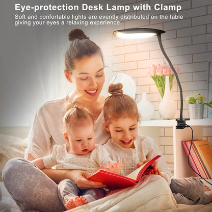 Clip on Light USB Reading Light Desk Lamp 3 Color Modes Black