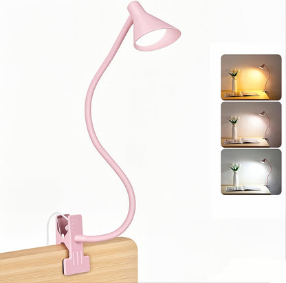 Clip on Light USB Reading Light Desk Lamp 3 Color Modes Black