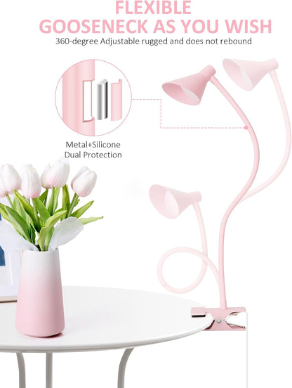 Clip on Light USB Reading Light Desk Lamp 3 Color Modes Black