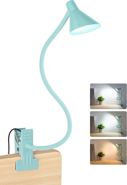 Clip on Light USB Reading Light Desk Lamp 3 Color Modes Black