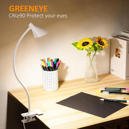 Clip on Light USB Reading Light Desk Lamp 3 Color Modes Black