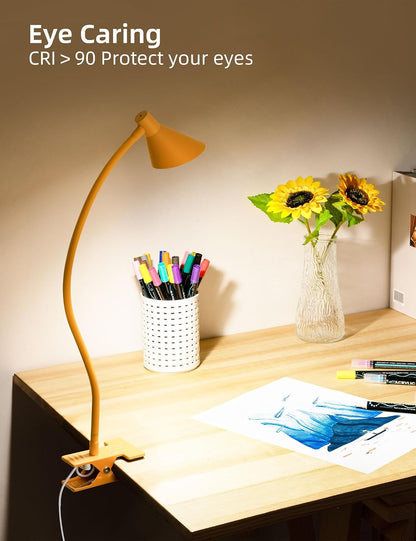 Clip on Light USB Reading Light Desk Lamp 3 Color Modes Black