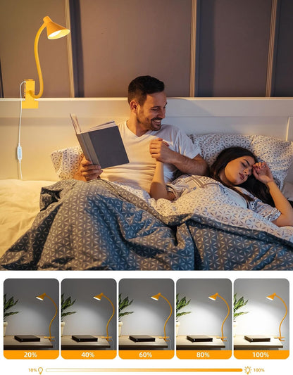 Clip on Light USB Reading Light Desk Lamp 3 Color Modes Black
