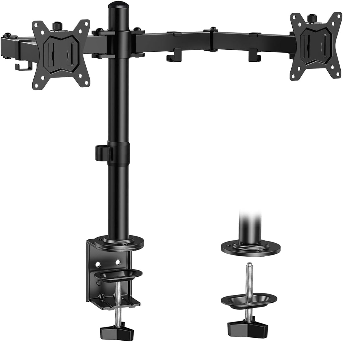 Dual Monitor Stand, Heavy Duty Adjustable Monitor Desk Mount for 2 Screens up to 32 Inches, Fully Adjustable Height, Tilt, Swivel, Rotate, Supports 17.6 lbs per Monitor Arm, Easy Installation