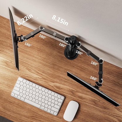 Dual Monitor Stand, Heavy Duty Adjustable Monitor Desk Mount for 2 Screens up to 32 Inches, Fully Adjustable Height, Tilt, Swivel, Rotate, Supports 17.6 lbs per Monitor Arm, Easy Installation
