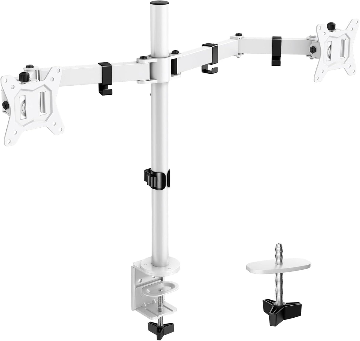 Dual Monitor Stand, Heavy Duty Adjustable Monitor Desk Mount for 2 Screens up to 32 Inches, Fully Adjustable Height, Tilt, Swivel, Rotate, Supports 17.6 lbs per Monitor Arm, Easy Installation