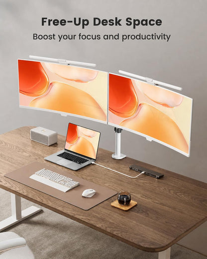 Dual Monitor Stand, Heavy Duty Adjustable Monitor Desk Mount for 2 Screens up to 32 Inches, Fully Adjustable Height, Tilt, Swivel, Rotate, Supports 17.6 lbs per Monitor Arm, Easy Installation