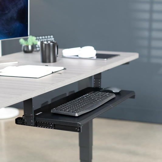 Black Under Desk 27 x 11 in Adjustable Keyboard Tray, MOUNT-KB27HB