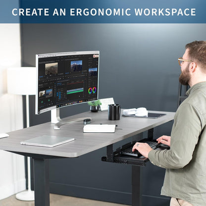 Black Under Desk 27 x 11 in Adjustable Keyboard Tray, MOUNT-KB27HB