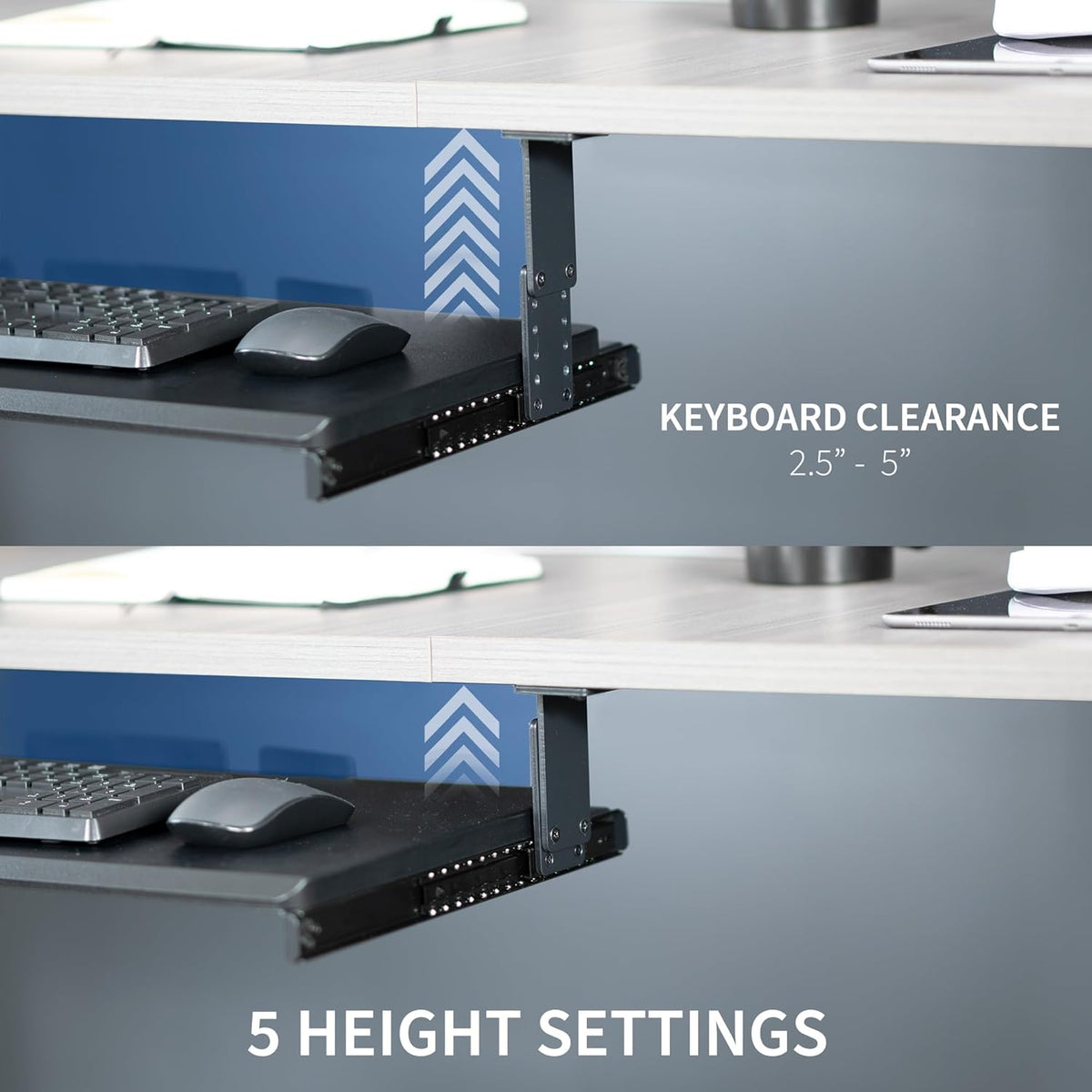 Black Under Desk 27 x 11 in Adjustable Keyboard Tray, MOUNT-KB27HB
