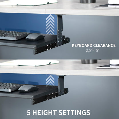 Black Under Desk 27 x 11 in Adjustable Keyboard Tray, MOUNT-KB27HB