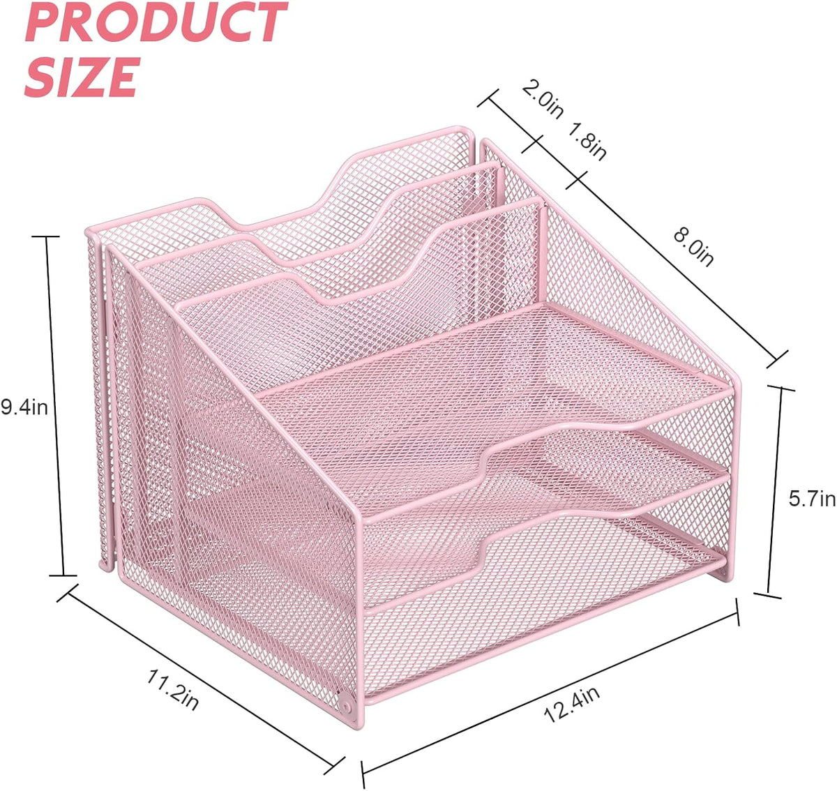 Desk File Organizer, Mesh Letter File Folder Holder with 3 Paper Trays and 2 Vertical Upright Section, for Office Supplies,Desk Accessories & Workspace,Black.