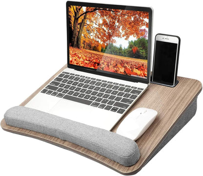 Laptop Lap Desk with Cushion, Fit up to 15.6" Laptops, Woodgrain