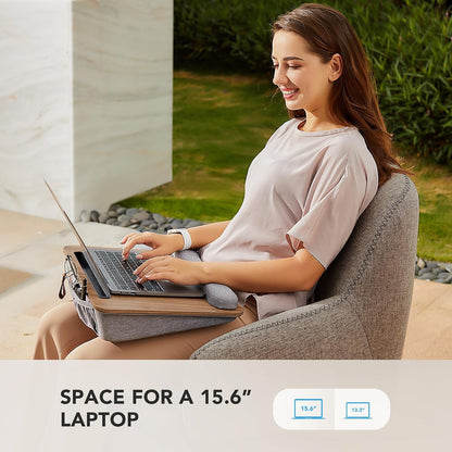 Laptop Lap Desk with Cushion, Fit up to 15.6" Laptops, Woodgrain